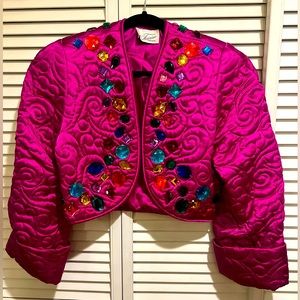 Vintage Satin Quilted Bolero with Stones